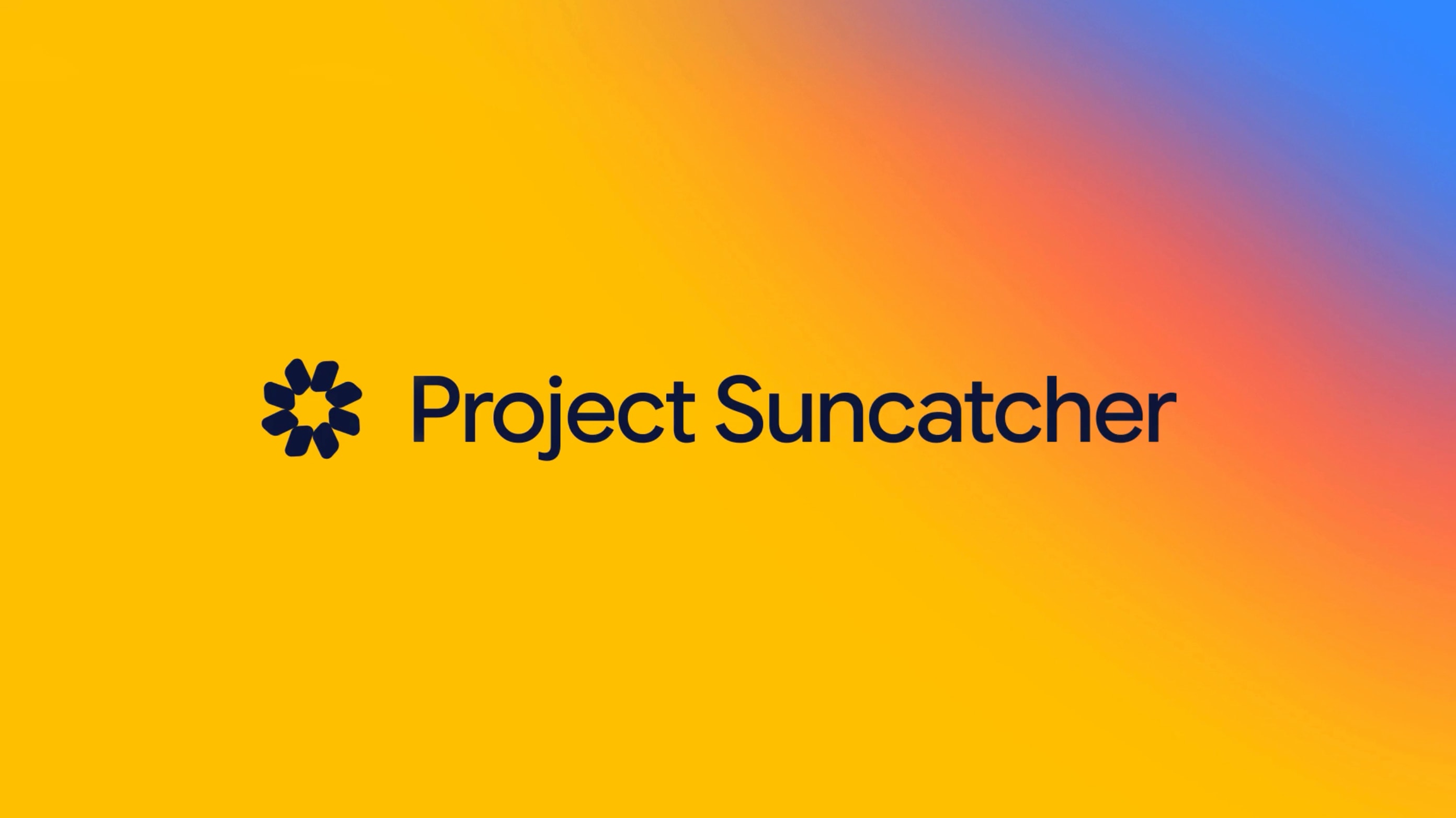 Ilustração oficial da Google: satélite do Project Suncatcher sobre a Terra, painel solar azul à esquerda e corpo retangular claro à direita, com o título Project Suncatcher